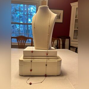Chic Red and Silver Beaded Necklace